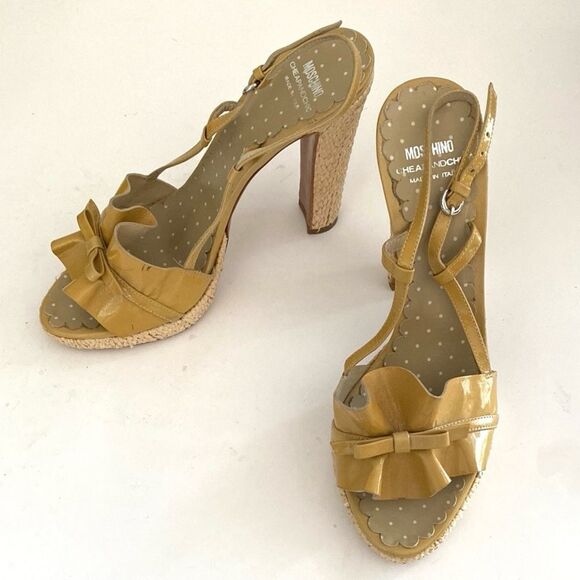 Moschino Butter Yellow Heels Stiletto Slingback Ruffled Ribbon 7.5 Feminine - Picture 1 of 15